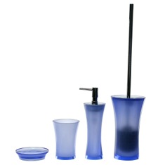 Blue Contemporary 4 Piece Bathroom Accessory Set